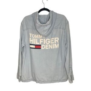 Vintage Tommy Hilfiger Men’s Small Denim Jacket Zip Lightweight Oversized Y2K